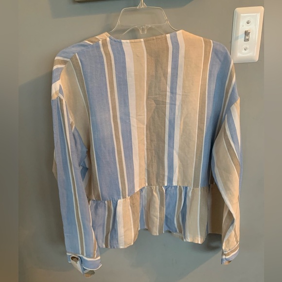 Zara Women’s Striped Blue and Tan Cardigan - Picture 2 of 4